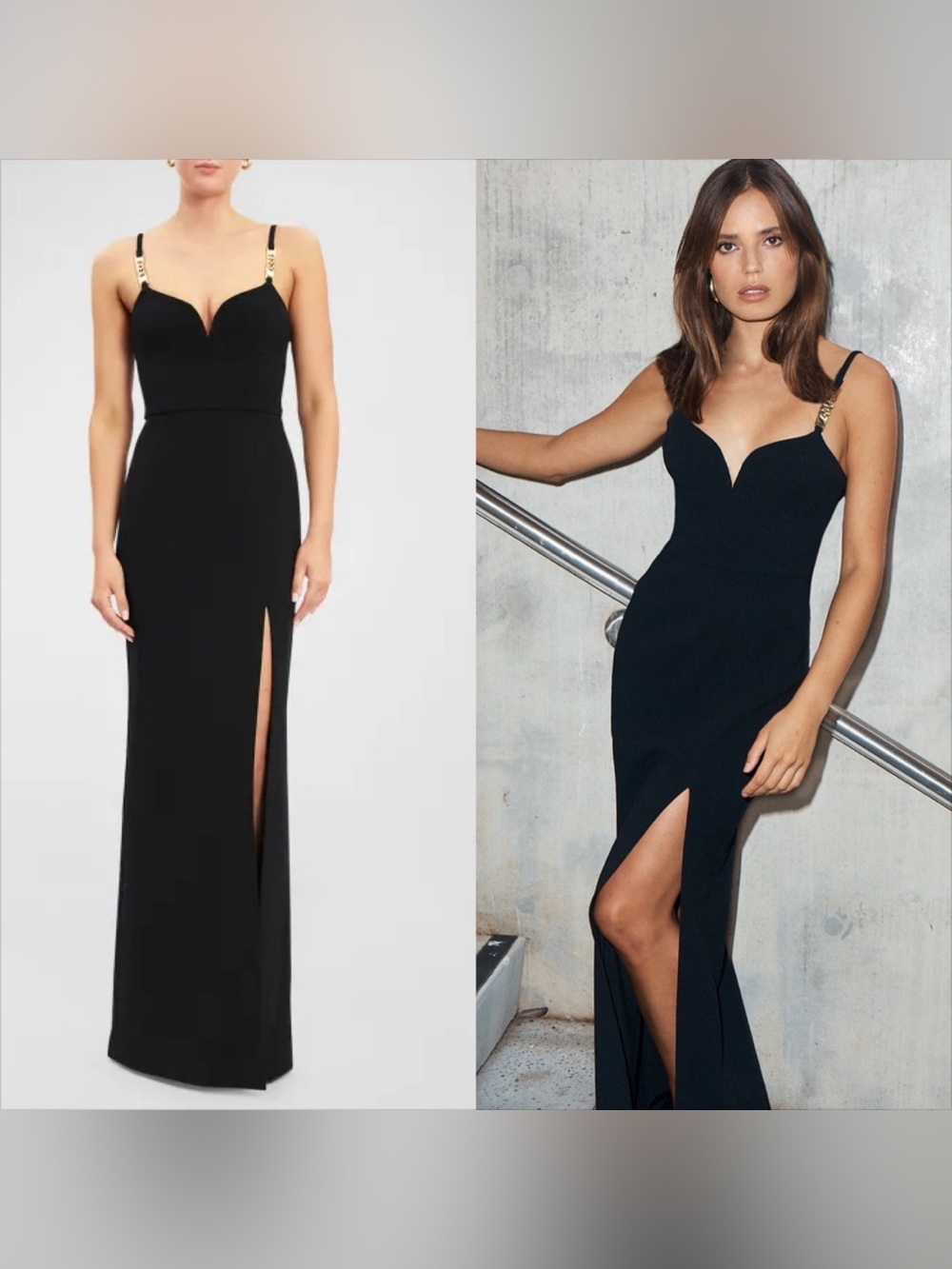 Rebecca Vallance piero gown black leg slit